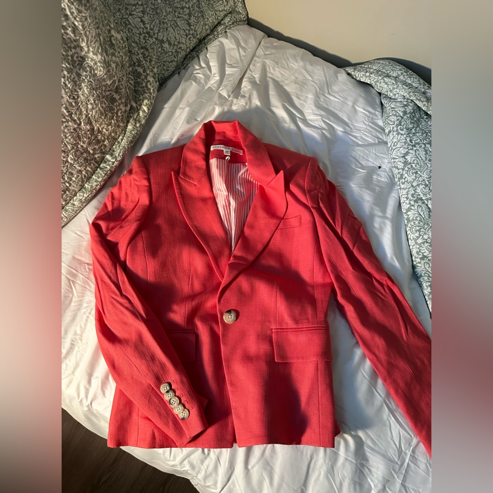 VERONICA BEARD Red Linen Blazer